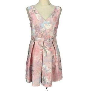 The Moon Woman's Pink Floral Peplum‎ Low Back Dress Size Medium